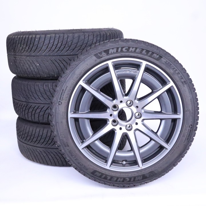 Pack de roues complètes  d'hiver en alliage 18 pouces avec pneus Michelin pour Classe C 206, Mercedes-AMG d'origine A2064012100